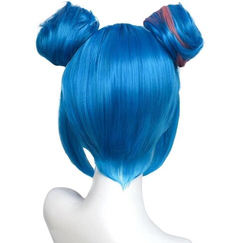 LOL Buns Jinx Cosplay Wig Heat Resistant Synthetic Wigs for Halloween Christmas Costume Party Role Play+Wig Cap in Kuwait
