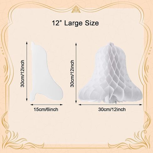 6PCS White Wedding Bells Decorations, 12 inch Hanging Paper Honeycomb Bell Ornaments for Bridal Shower Wedding Party Ceiling Wall Decor in Saudi Arabia