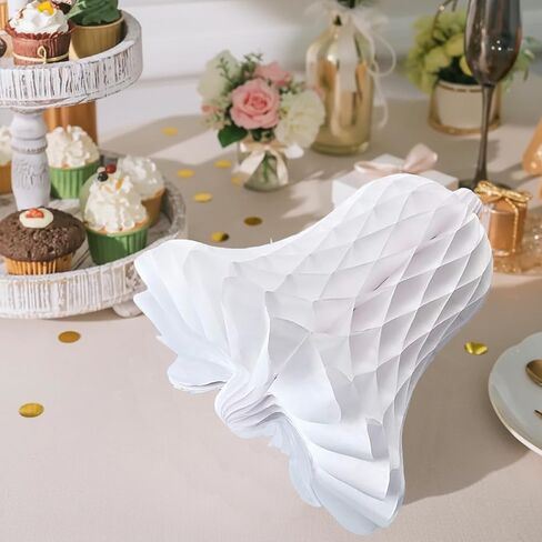 6PCS White Wedding Bells Decorations, 12 inch Hanging Paper Honeycomb Bell Ornaments for Bridal Shower Wedding Party Ceiling Wall Decor in Saudi Arabia