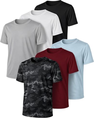 PURE CHAMP Boys Athletic Shirts 6 Pack Dry Fit Short Sleeve Boys Tshirts Basketball Baseball Soccer Tee Kids Youth & Teens in Saudi Arabia
