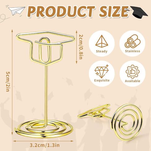 Jansun 24 Pcs Graduation Picture Holders, Class of 2026 Gold Photo Table Number Holders Grad Cap Card Stands for Graduation Party in Kuwait