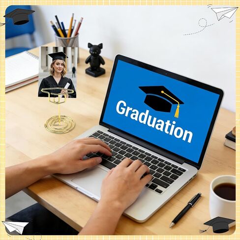 Jansun 24 Pcs Graduation Picture Holders, Class of 2026 Gold Photo Table Number Holders Grad Cap Card Stands for Graduation Party in Kuwait