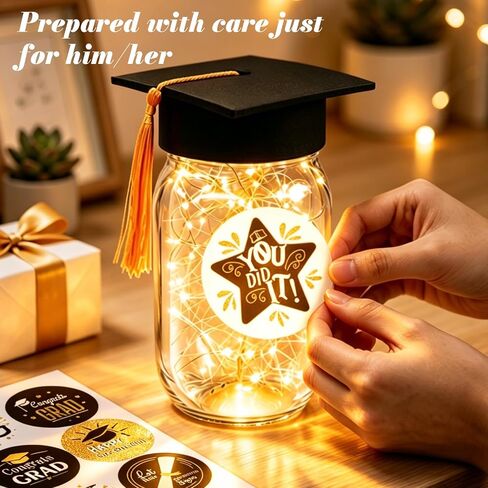 4 Sets 2026 Graduation Centerpieces for Tables, Light Up Glass Mason Jars Centerpieces with Lids Cap Sticker for Graduation Decorations, Grad Jar Gifts for Class School Congrats Grad Party Favors in Saudi Arabia