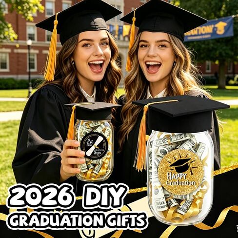 4 Sets 2026 Graduation Centerpieces for Tables, Light Up Glass Mason Jars Centerpieces with Lids Cap Sticker for Graduation Decorations, Grad Jar Gifts for Class School Congrats Grad Party Favors in Saudi Arabia