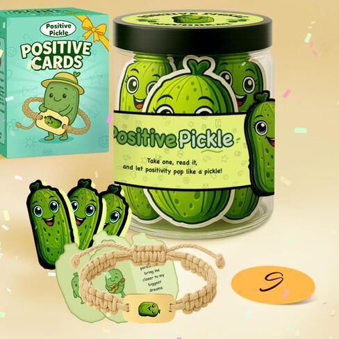 Emotional Support Pickle, 60 Positive Pickle Jar Affirmation Cards, Positive Pickle, Emotional Support Gift, Inspirational Gifts for Women, Women Men Valentines Day Gift Handmade in Saudi Arabia