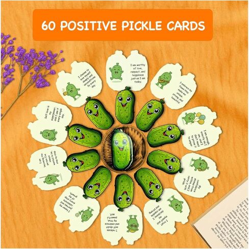 Emotional Support Pickle, 60 Positive Pickle Jar Affirmation Cards, Positive Pickle, Emotional Support Gift, Inspirational Gifts for Women, Women Men Valentines Day Gift Handmade in Saudi Arabia