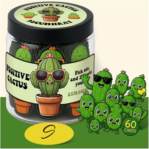 Emotional Support Pickle, 60 Positive Pickle Jar Affirmation Cards, Positive Pickle, Emotional Support Gift, Inspirational Gifts for Women, Women Men Valentines Day Gift Handmade in Saudi Arabia