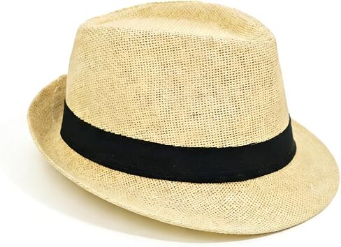 Straw Fedora Hat for Men Summer Short Brim Panama Hat Beach Casual in Saudi Arabia
