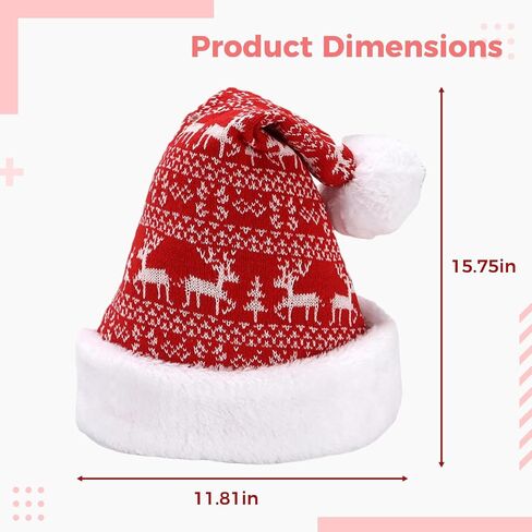 Christmas Santa Hat Beanie Cap, Unisex Patterned Knit, Soft For Party in Saudi Arabia