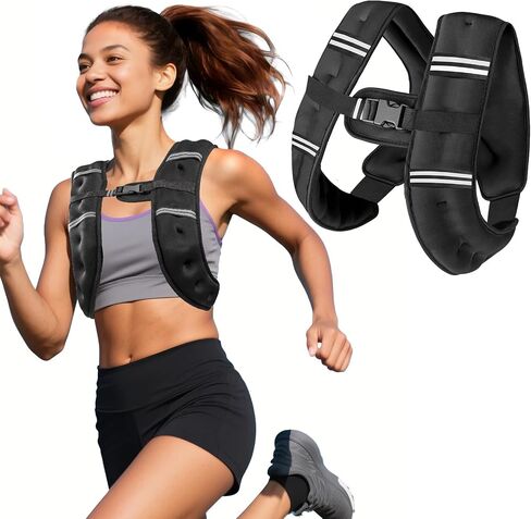 Weighted Vest 12lb, Weight Vest with Reflective Stripe for Workout, Strength Training, Running, Fitness, Muscle Building, Weight Loss, Weightlifting in Kuwait