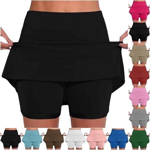 Skorts for Women High Waisted Athletic Skort Built in Shorts Casual Summer Stretch Golf Tennis Skirts with Pockets in Saudi Arabia