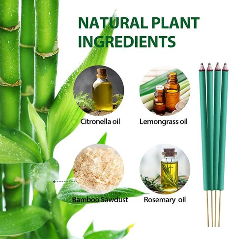 KICKOUTOR Mosquito Repellent Incense Sticks with Natural Citronella Oil, 24 Count DEET-Free Outdoor Protection for Patios, Backyard Gatherings & Camping, Up to 2.5-Hour Against Gnats & No-See-Ums in Saudi Arabia