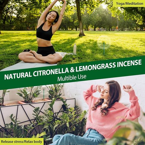 KICKOUTOR Mosquito Repellent Incense Sticks with Natural Citronella Oil, 24 Count DEET-Free Outdoor Protection for Patios, Backyard Gatherings & Camping, Up to 2.5-Hour Against Gnats & No-See-Ums in Saudi Arabia