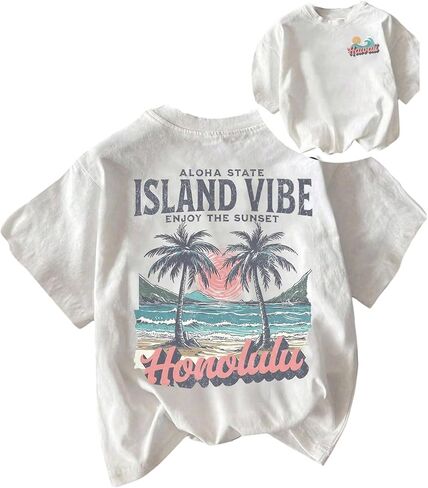SOLY HUX Women's Hawaiian Beach T Shirts Tropical Graphic Tess Short Sleeve Tops Vacation Clothes in Saudi Arabia