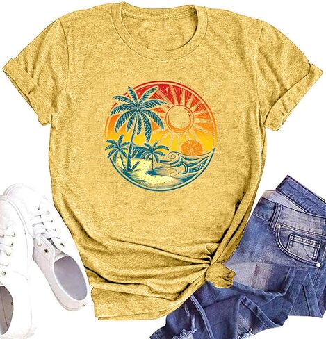 Summer Shirt for Women Saltwater Seashells Sunshine Graphic Shirts Beach Vacation Tee Cute Coastal Short Sleeve T Shirt in Saudi Arabia