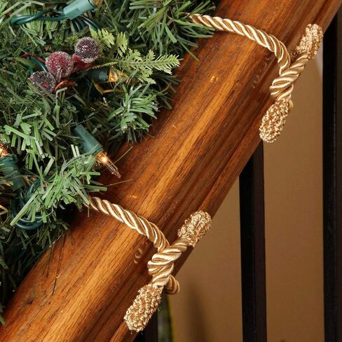 ربطات عنق ملتوية للديكور من Haute Decor، 6 عبوات، 40.64 سم (ذهبي) - قم بتعليق الإكليل والأضواء والديكورات بشكل آمن على الدرابزين والسلالم والسور in Kuwait