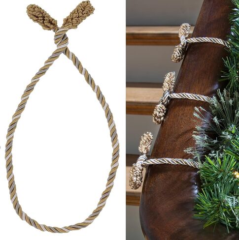 Haute Decor Decorative Twist Ties, 6 Pack, 16 inches (Gold) - Hang Garland, Lights, and Decorations Securely on Bannisters, Stairways, Railings in Kuwait