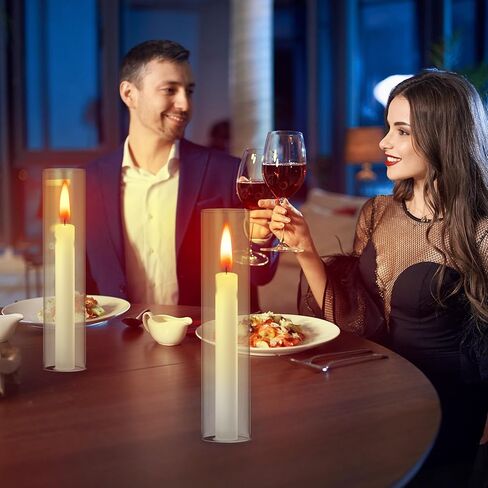 10 Pack Clear Glass Hurricane Candle Holder Sleeves 2.5" x 12"Sturdy Reusable Glass Shade for Candlestick Holders Ideal for Wedding, Christmas, Home Decor in Kuwait