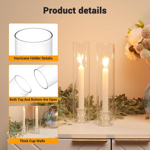 10 Pack Clear Glass Hurricane Candle Holder Sleeves 2.5" x 12"Sturdy Reusable Glass Shade for Candlestick Holders Ideal for Wedding, Christmas, Home Decor in Kuwait