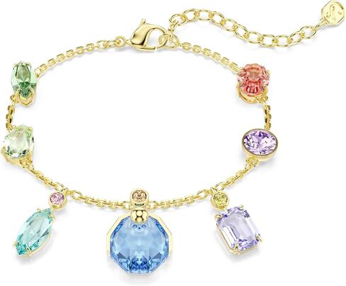Swarovski Gema bracelet, Mixed cuts, Dangling crystals, Multicolored, Gold-tSwarovski One plated in Kuwait