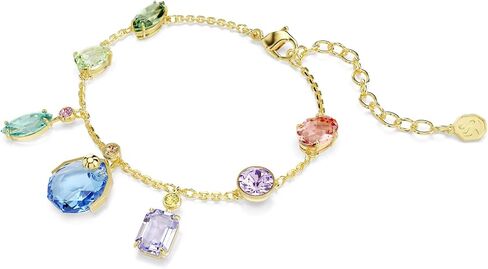 Swarovski Gema bracelet, Mixed cuts, Dangling crystals, Multicolored, Gold-tSwarovski One plated in Kuwait