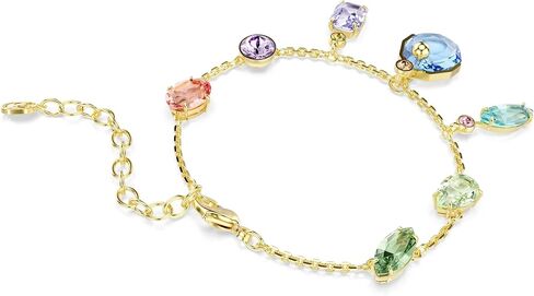 Swarovski Gema bracelet, Mixed cuts, Dangling crystals, Multicolored, Gold-tSwarovski One plated in Kuwait