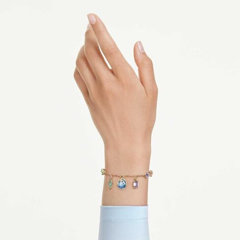 Swarovski Gema bracelet, Mixed cuts, Dangling crystals, Multicolored, Gold-tSwarovski One plated in Kuwait