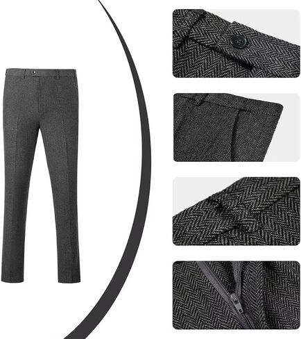 Retro Mens 3 Piece Suit Tweed Herringbone Slim Fit Suits Groomsmen Brown Tuxedos Set Prom Jacket Blazer Vest Pants for Men in Saudi Arabia