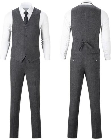 Retro Mens 3 Piece Suit Tweed Herringbone Slim Fit Suits Groomsmen Brown Tuxedos Set Prom Jacket Blazer Vest Pants for Men in Saudi Arabia