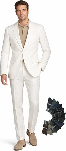 Men’s Modern Fit Linen Cotton Suit — Breathable 60/40, Includes Dress Socks in Saudi Arabia