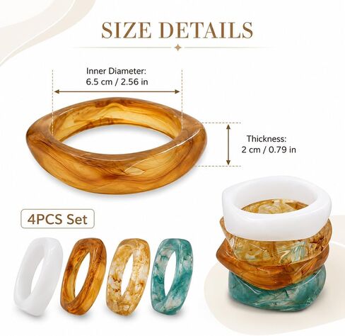 4PCS Chunky Acrylic Bangles for Women, Colorful Resin Bangle Bracelets Set, Wide Geometric Statement Stacking Bracelet, Fashion Jewelry Gift for Birthday Mom Women in Saudi Arabia