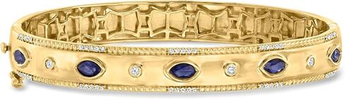 Ross-Simons 0.90 ct. t.w. Sapphire and .26 ct. t.w. Diamond Bangle Bracelet in 18kt Gold Over Sterling in Kuwait