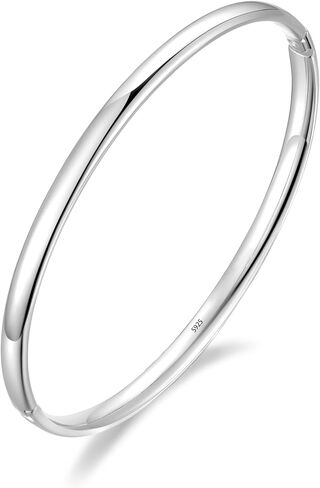 925 Sterling Silver Bracelets for Women Classic Italian Design Hypoallergenic Silver Bangle 4mm Fashion Stackable Bracelet Waterproof Non-tarnish Jewelry Gift Lifetime Quality in Saudi Arabia