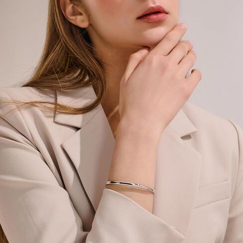 925 Sterling Silver Bracelets for Women Classic Italian Design Hypoallergenic Silver Bangle 4mm Fashion Stackable Bracelet Waterproof Non-tarnish Jewelry Gift Lifetime Quality in Saudi Arabia