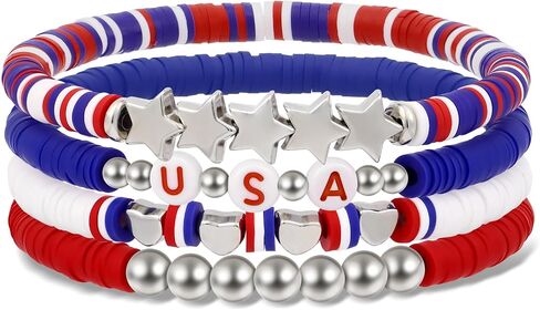 cow print 4Th of July Bracelets for Women, Patriotic Red White and Blue Bracelets, Birthday Holiday Friendship Gifts for Women Men Mom Friends in Saudi Arabia