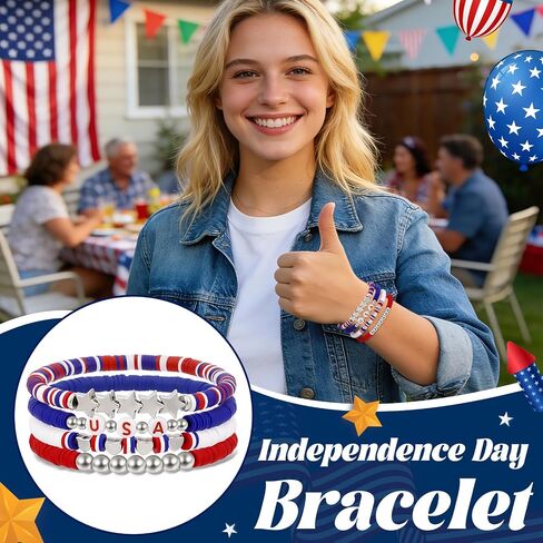 cow print 4Th of July Bracelets for Women, Patriotic Red White and Blue Bracelets, Birthday Holiday Friendship Gifts for Women Men Mom Friends in Saudi Arabia