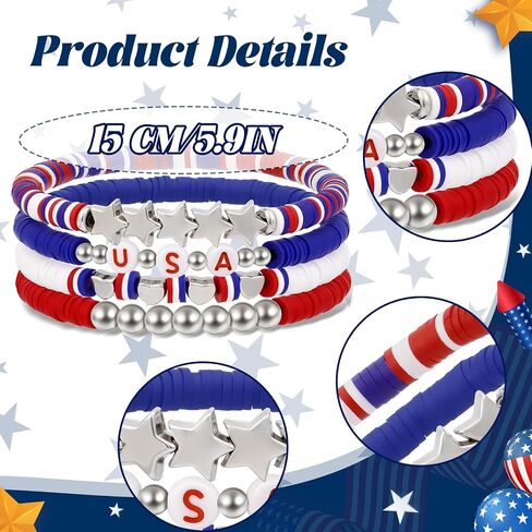 cow print 4Th of July Bracelets for Women, Patriotic Red White and Blue Bracelets, Birthday Holiday Friendship Gifts for Women Men Mom Friends in Saudi Arabia