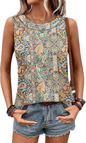 WIHOLL Tank Tops for Women Summer Outfits 2026 Crewneck Spring Casual Sleeveless Shirts Blouses Clothing in Kuwait