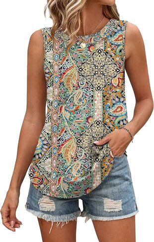 WIHOLL Tank Tops for Women Summer Outfits 2026 Crewneck Spring Casual Sleeveless Shirts Blouses Clothing in Kuwait