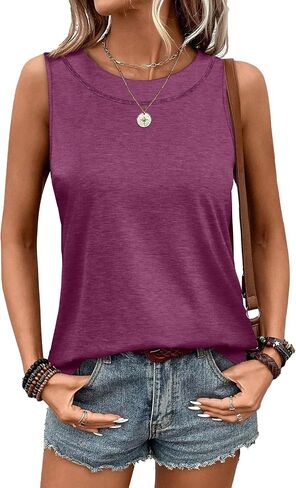 WIHOLL Tank Tops for Women Summer Outfits 2026 Crewneck Spring Casual Sleeveless Shirts Blouses Clothing in Kuwait