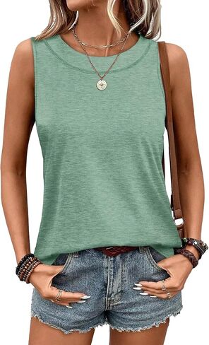 WIHOLL Tank Tops for Women Summer Outfits 2026 Crewneck Spring Casual Sleeveless Shirts Blouses Clothing in Kuwait