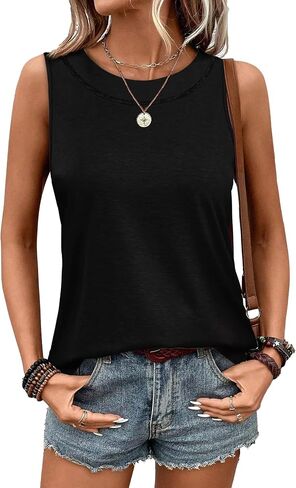 WIHOLL Tank Tops for Women Summer Outfits 2026 Crewneck Spring Casual Sleeveless Shirts Blouses Clothing in Kuwait