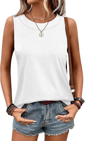 WIHOLL Tank Tops for Women Summer Outfits 2026 Crewneck Spring Casual Sleeveless Shirts Blouses Clothing in Kuwait
