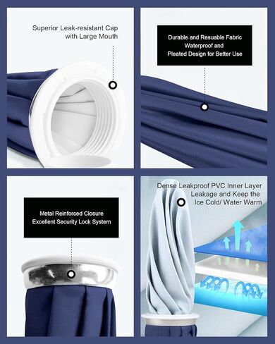 Ice Pack for Injuries with Strap, Ice Bags Reusable Hot Water Bag for Pain Relief, Hot & Cold Therapy Ice Bag, No-Leak Elastic Breathable Ice Cold Pack, Size 11" 2Pcs with Strap Length 41" in Saudi Arabia