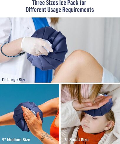 Ice Pack for Injuries with Strap, Ice Bags Reusable Hot Water Bag for Pain Relief, Hot & Cold Therapy Ice Bag, No-Leak Elastic Breathable Ice Cold Pack, Size 11" 2Pcs with Strap Length 41" in Saudi Arabia