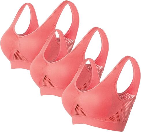 Sports Bras for Women Pack of 3, Seamless Wireless Yoga Sports Bra No Underwire High Support Push Up Workout Bras in Saudi Arabia