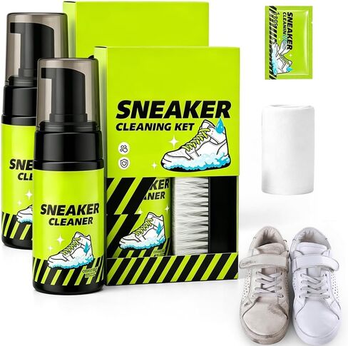 Sneaker Cleaning Kit, Foam Shoe Cleaner with Brush Towel and Wipe, for Canvas Mesh Leather Rubber Shoes, 100ml in Saudi Arabia
