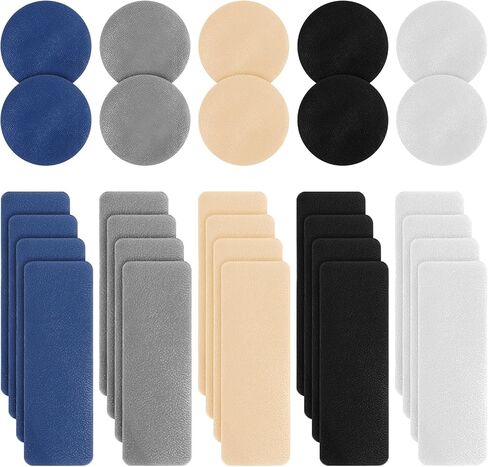 30Pcs Shoe Patches for Holes, Big Toe Hole Preventer Repair Patches Self-Adhesive Heel Tape Kit Rectangular Round Form for Sneakers Mesh Shoes, 5 Colors in Kuwait