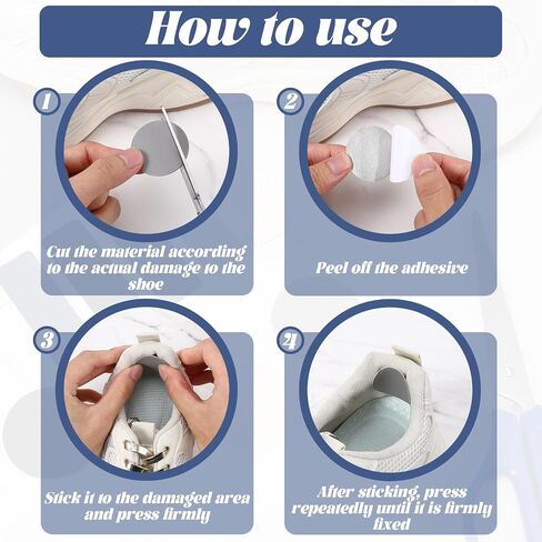 30Pcs Shoe Patches for Holes, Big Toe Hole Preventer Repair Patches Self-Adhesive Heel Tape Kit Rectangular Round Form for Sneakers Mesh Shoes, 5 Colors in Kuwait