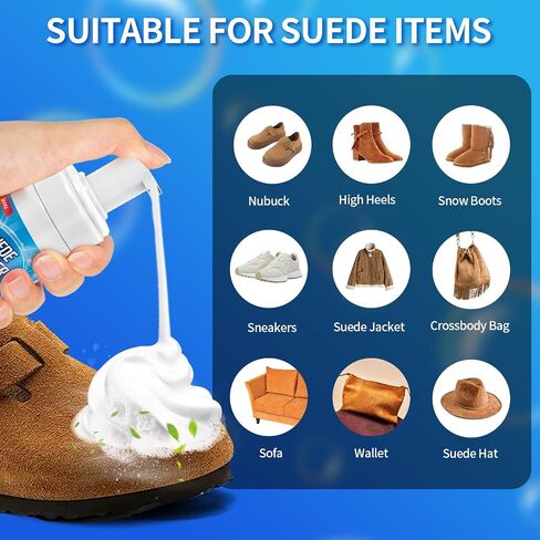 Jevvu Suede Shoe Cleaner, 6.76 fl oz Suede and Nubuck Cleaning Kit with Brush & Towel, Removes Dirt & Stains for Shoes in Kuwait